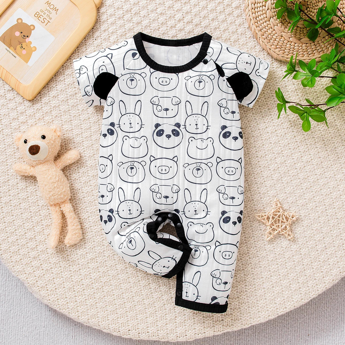 Baby Boy Animal Print 3D Ears Jumpsuit | Adorable & Comfy Outfit