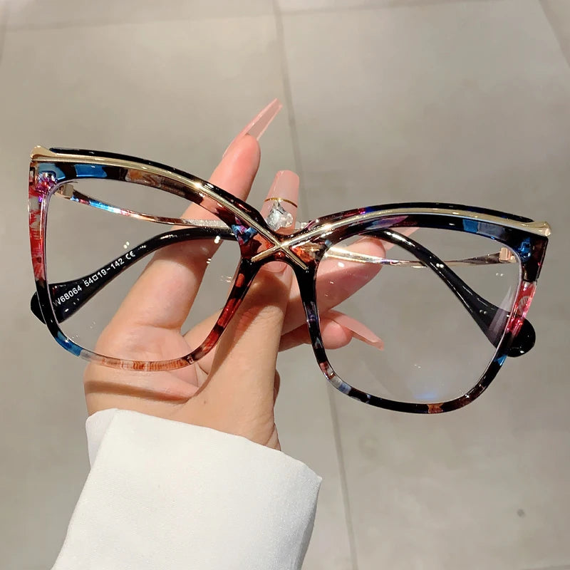 Trendy Oversized Cat Eye Eyeglasses | Vintage Blue Light Blockers