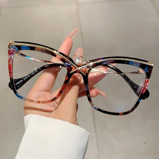 Trendy Oversized Cat Eye Eyeglasses | Vintage Blue Light Blocking 2026