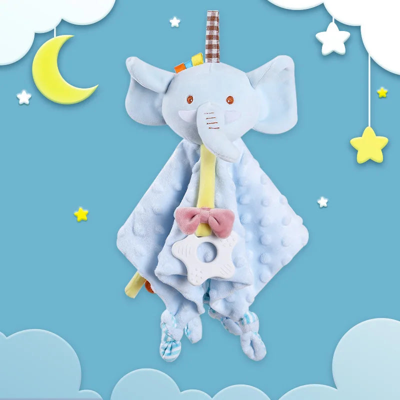 Cute Elephant Plush Teether Rattle for Newborns | Soft Blanket Toy