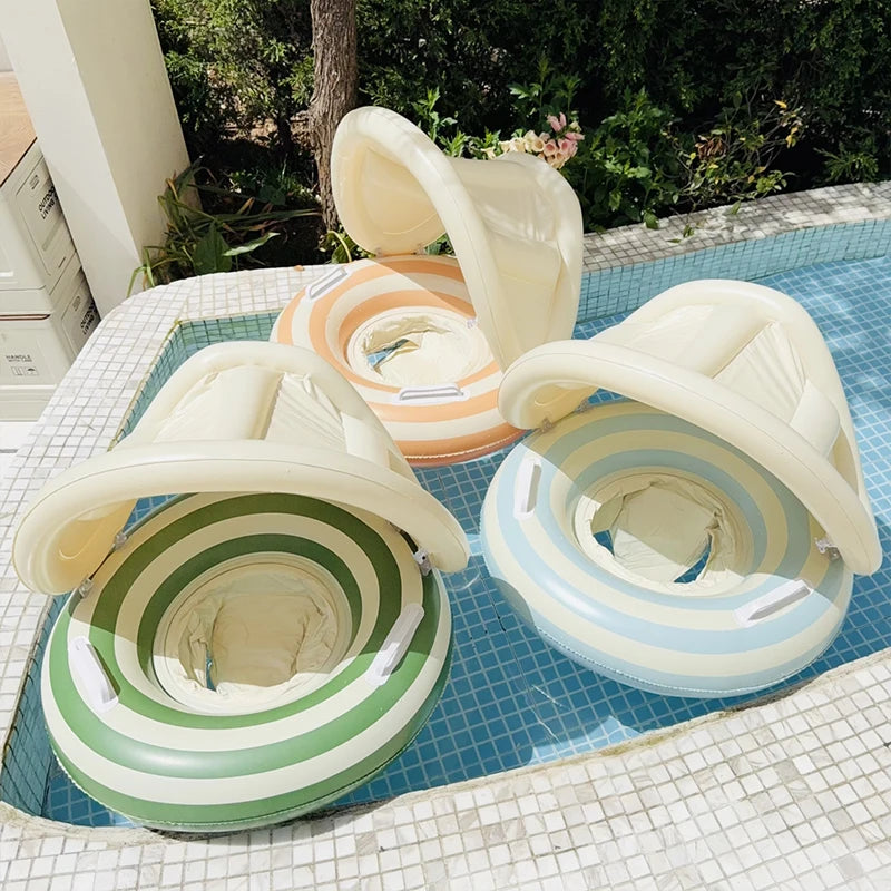 Baby Swimming Ring with Sunshade | Safe Toddler Pool Float