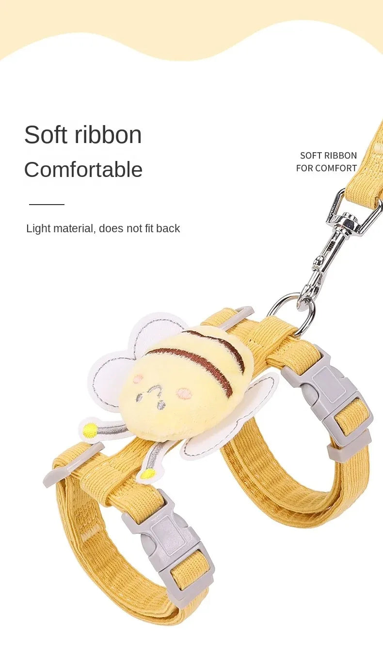 Cute Cartoon Bee Cat Harness & Leash Set for Small Pets