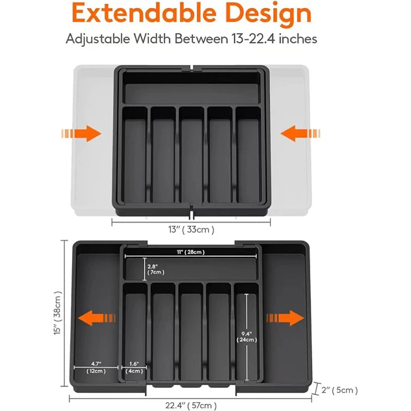 Expandable Cutlery Drawer Organizer | Adjustable Kitchen Utensil Tray