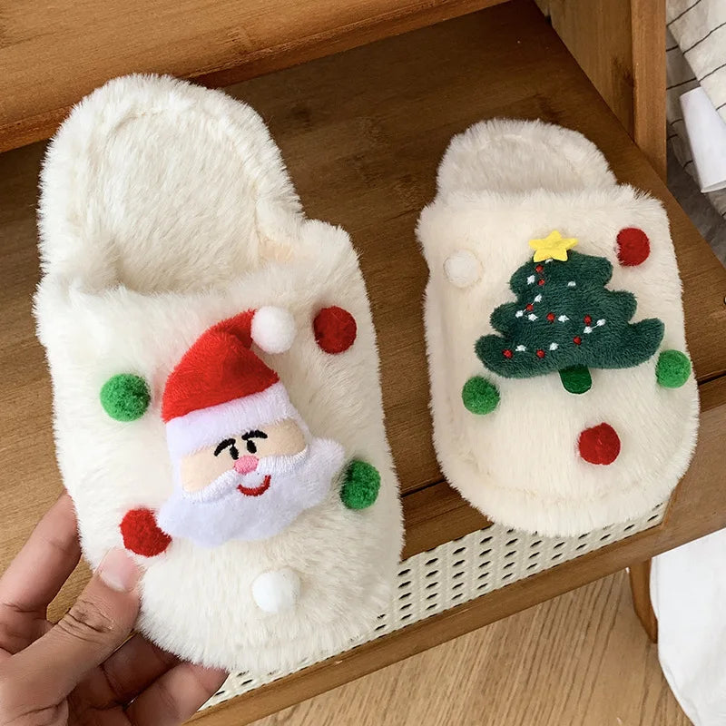 Christmas Kids Plush Slippers | Warm Cotton Indoor Shoes