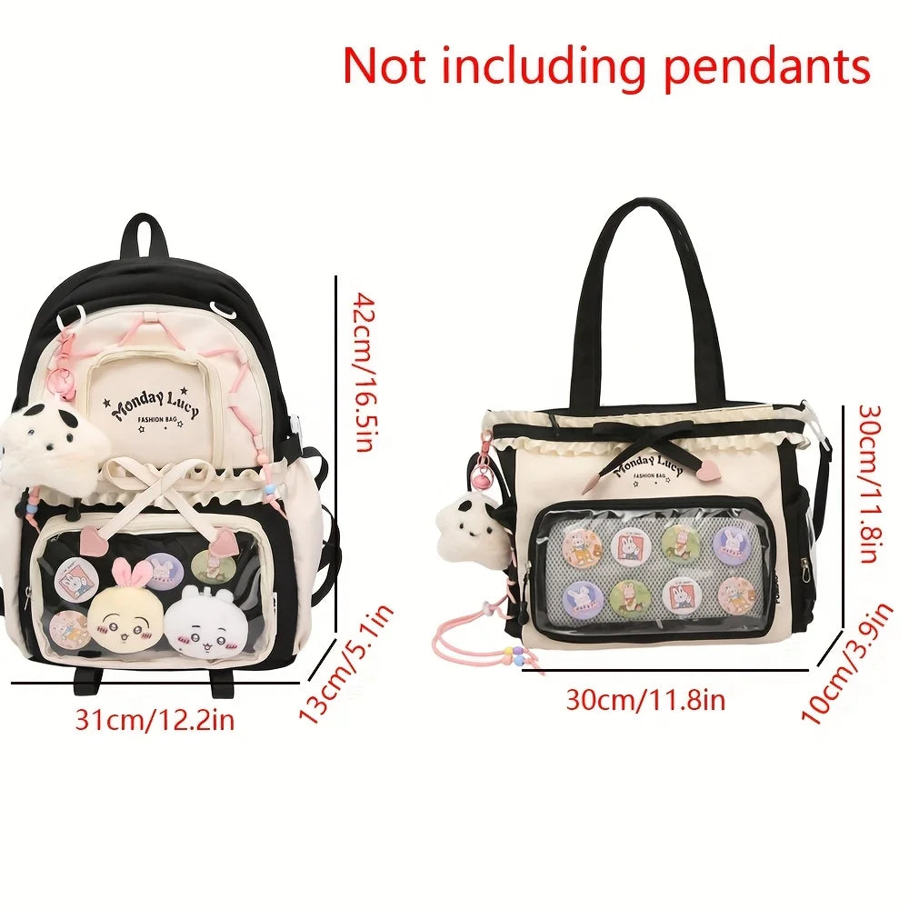 Cute Lightweight Women's Two-Piece Backpack Set for School