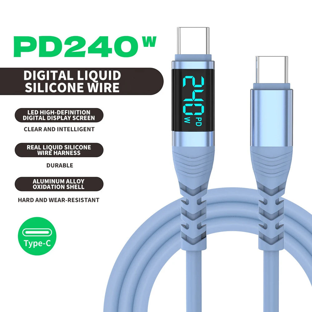 PD3.1 USB C Cable,240W LED Display Type C Fast Charging Cable with Data Transfer,for iPhone 17/16,Samsung Galaxy A17/S25,Huawei