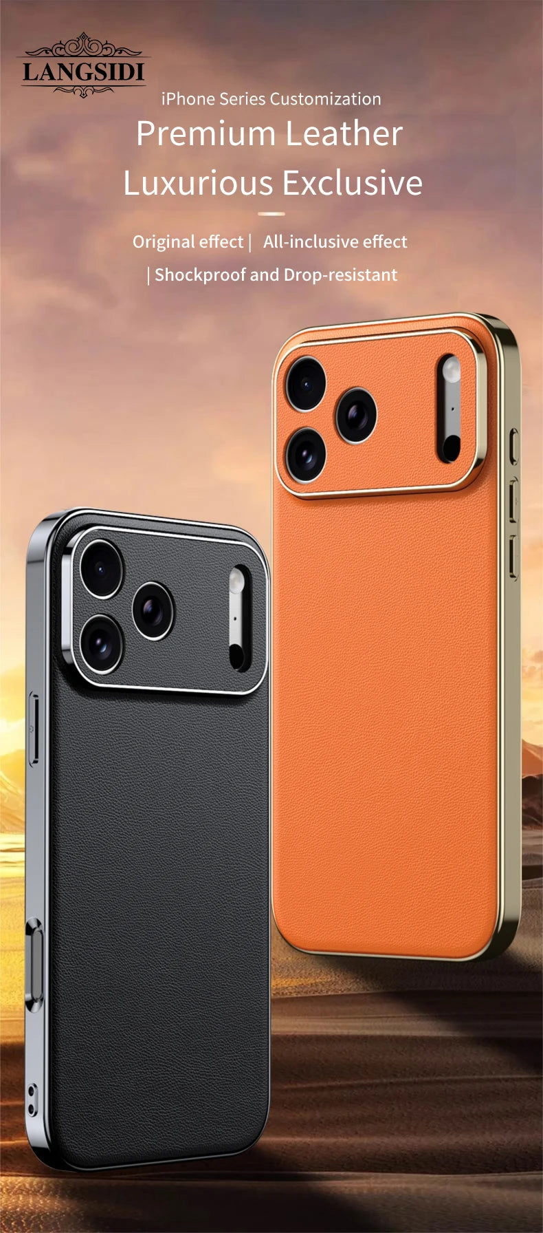 Funda de lujo de piel para iPhone | Protección total de la lente