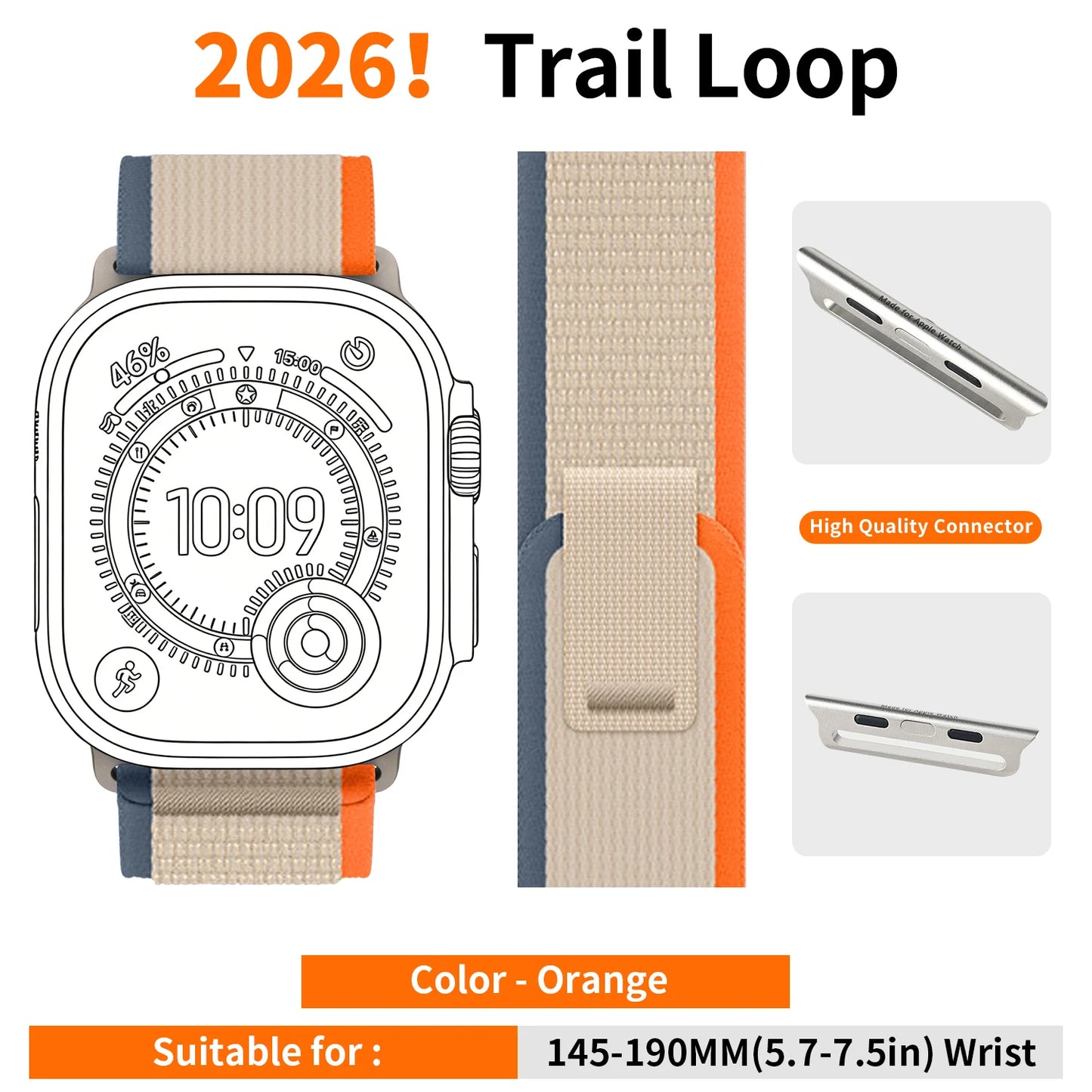 High-Quality Nylon Strap for Smartwatches | Natural Titanium Finish