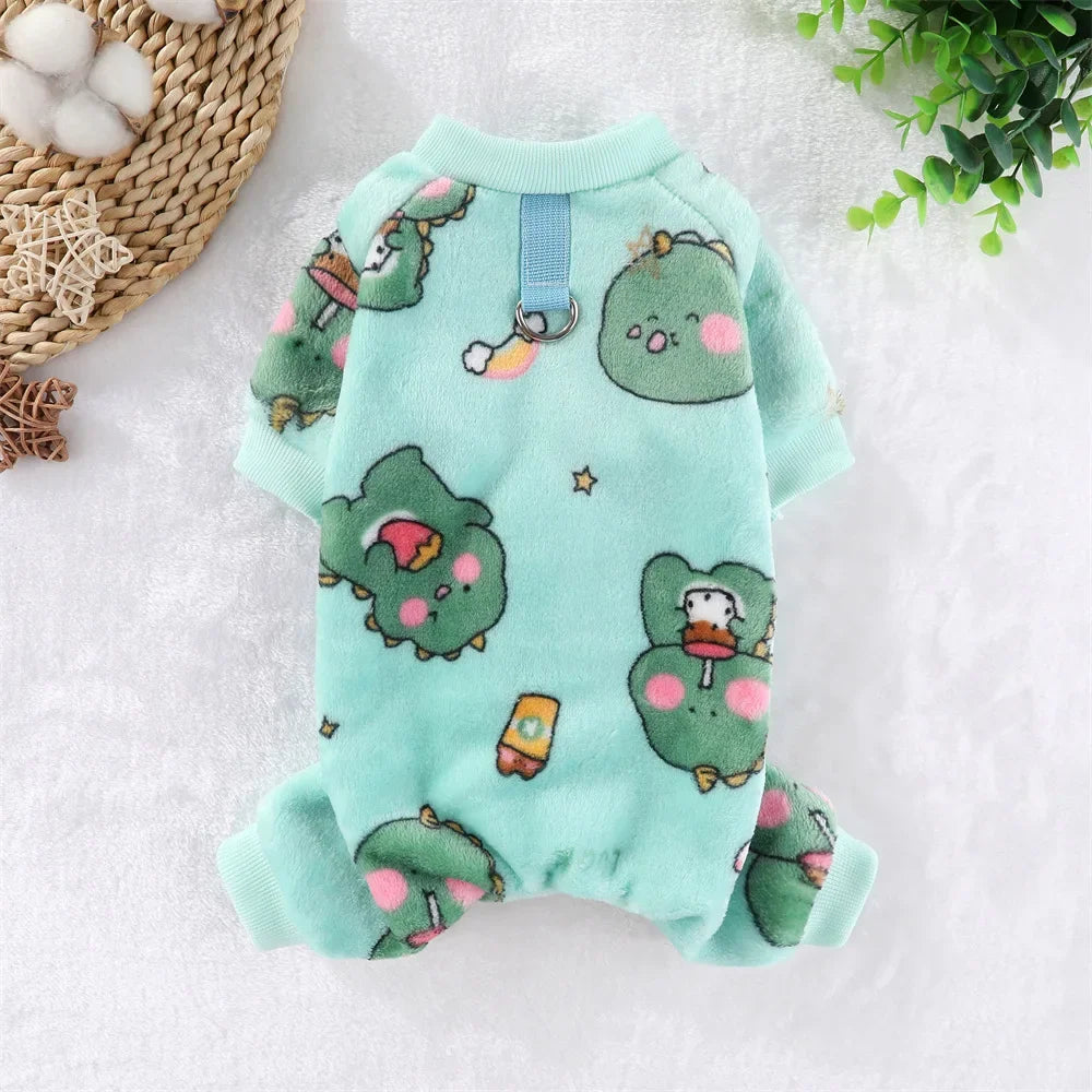 Soft Flannel Dog Pajamas | Cute Cartoon Animal PJs for Dogs