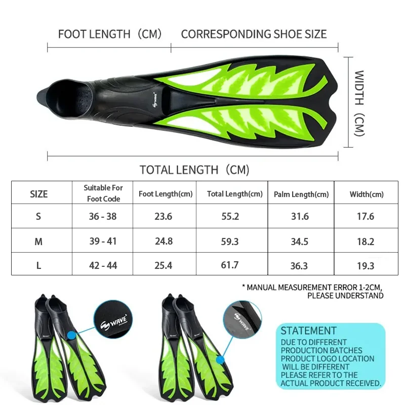 Foliated Adult Diving Flippers | Swim Fins for Snorkeling & Swimming