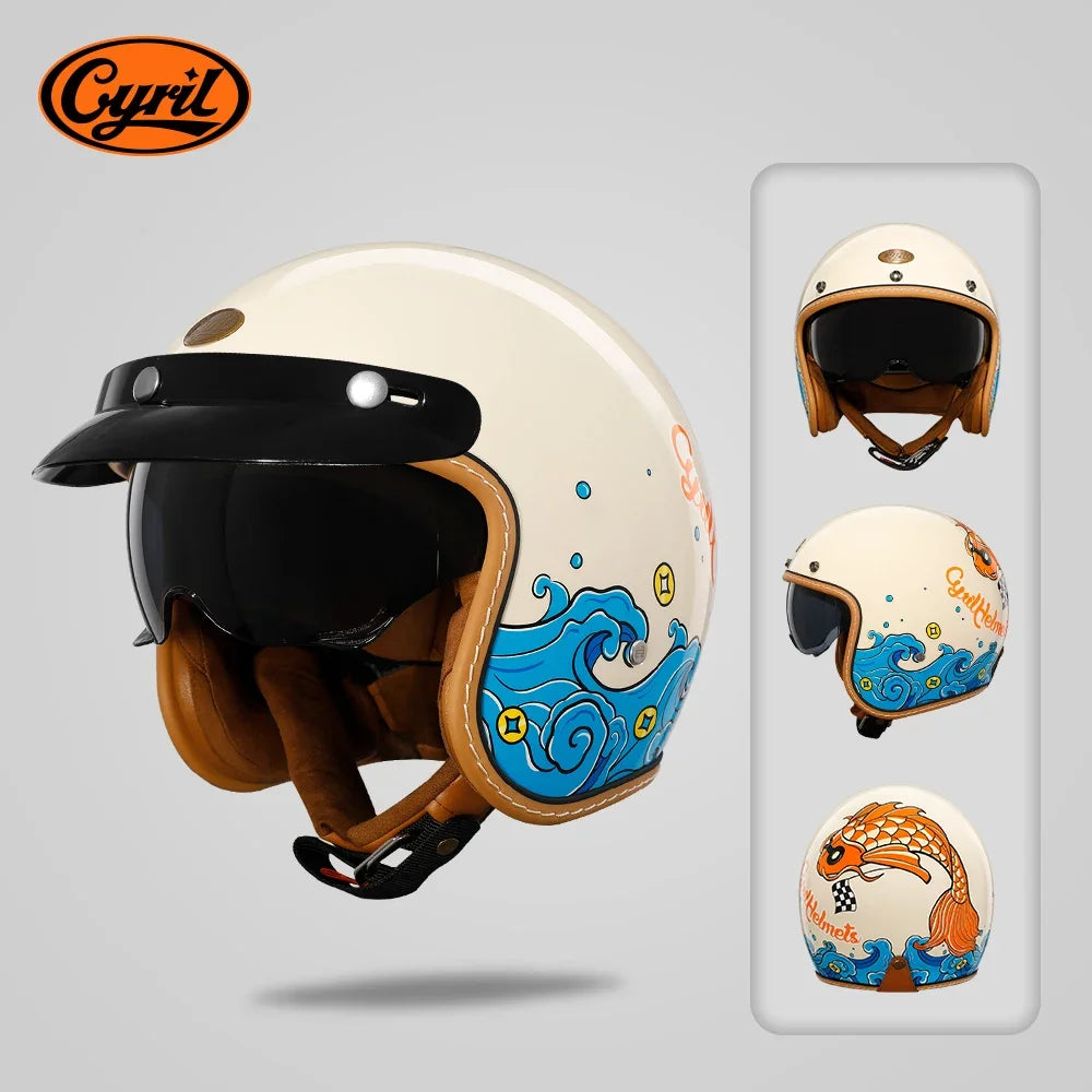 Lightweight Retro Open Face Motorcycle Helmet for Men & Women
