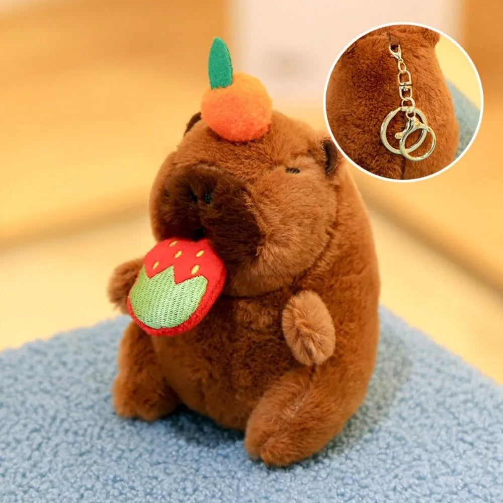 Capybara Plush Toy with Hoodie Wings Small Stuffed Animal Keychain Doll