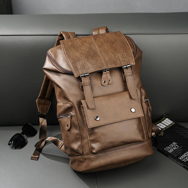 Vintage Luxury PU Leather Backpack | Large Capacity Laptop Bag
