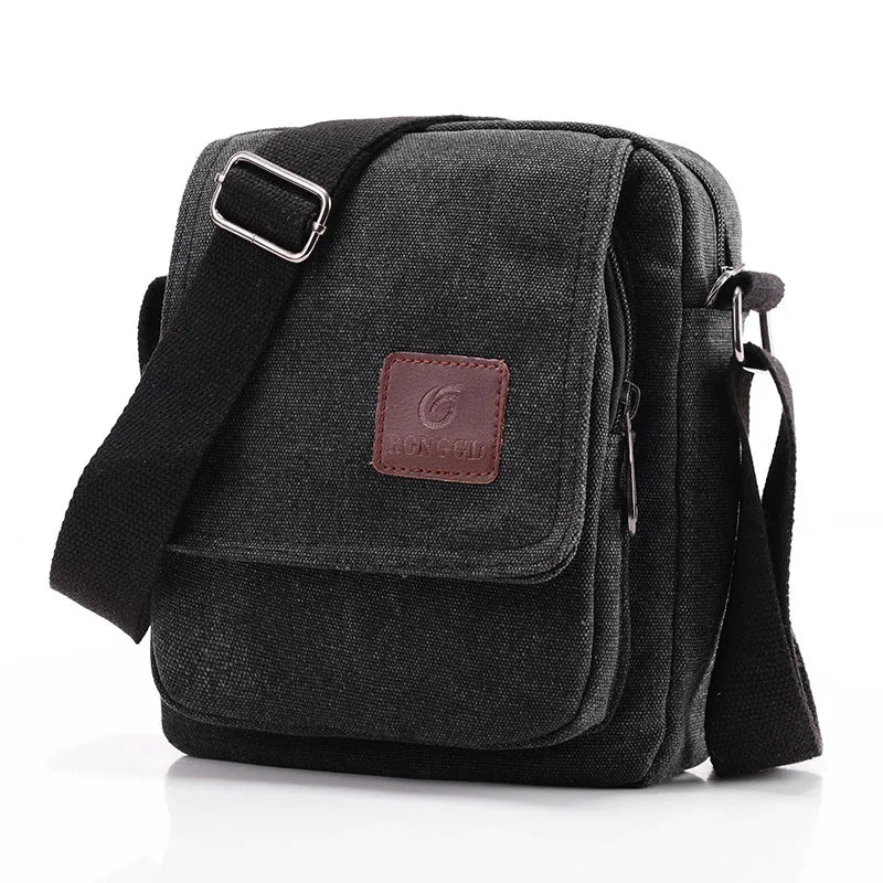 Bolso cruzado informal de lona retro para hombre | Perfecto para ir al trabajo