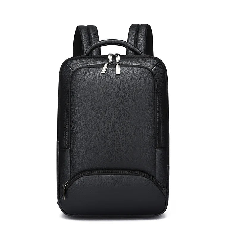 Mochila de piel sintética para hombre | Elegante bolsa para portátil de 15,6 pulgadas