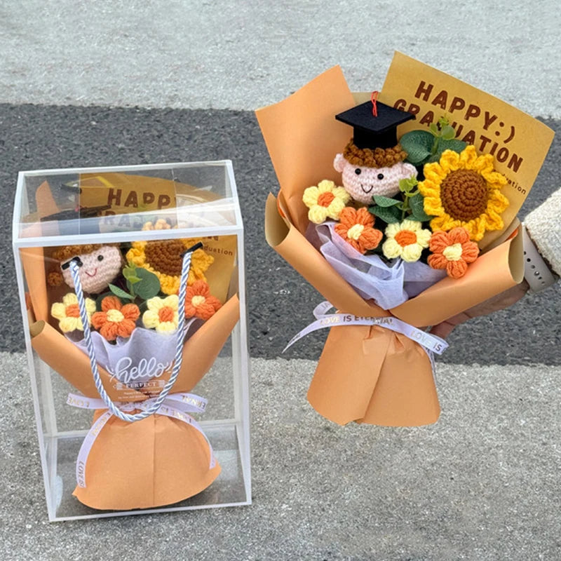 Ramo de flores de graduación tejidas a mano | Regalo perfecto para profesores