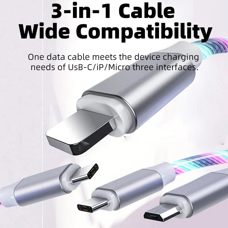 Glowing LED Light USB-C 3IN1 Fast Charging Cable | Universal Phone Charger