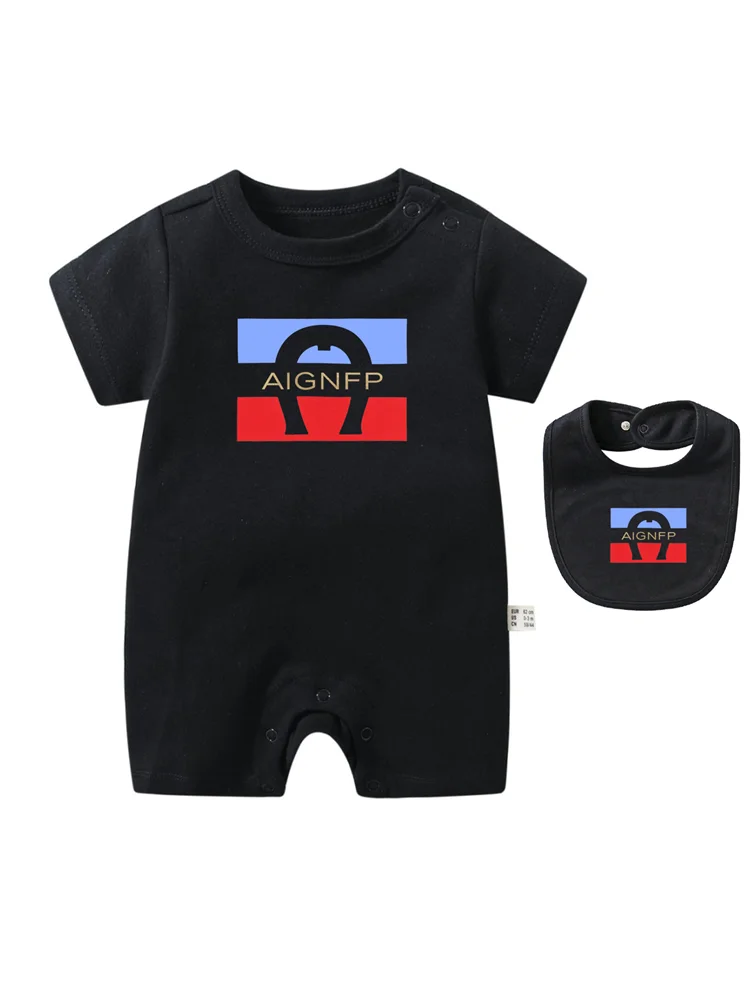 Colorful Newborn Baby Boys Rompers & Bib Scarf Set | Summer Style