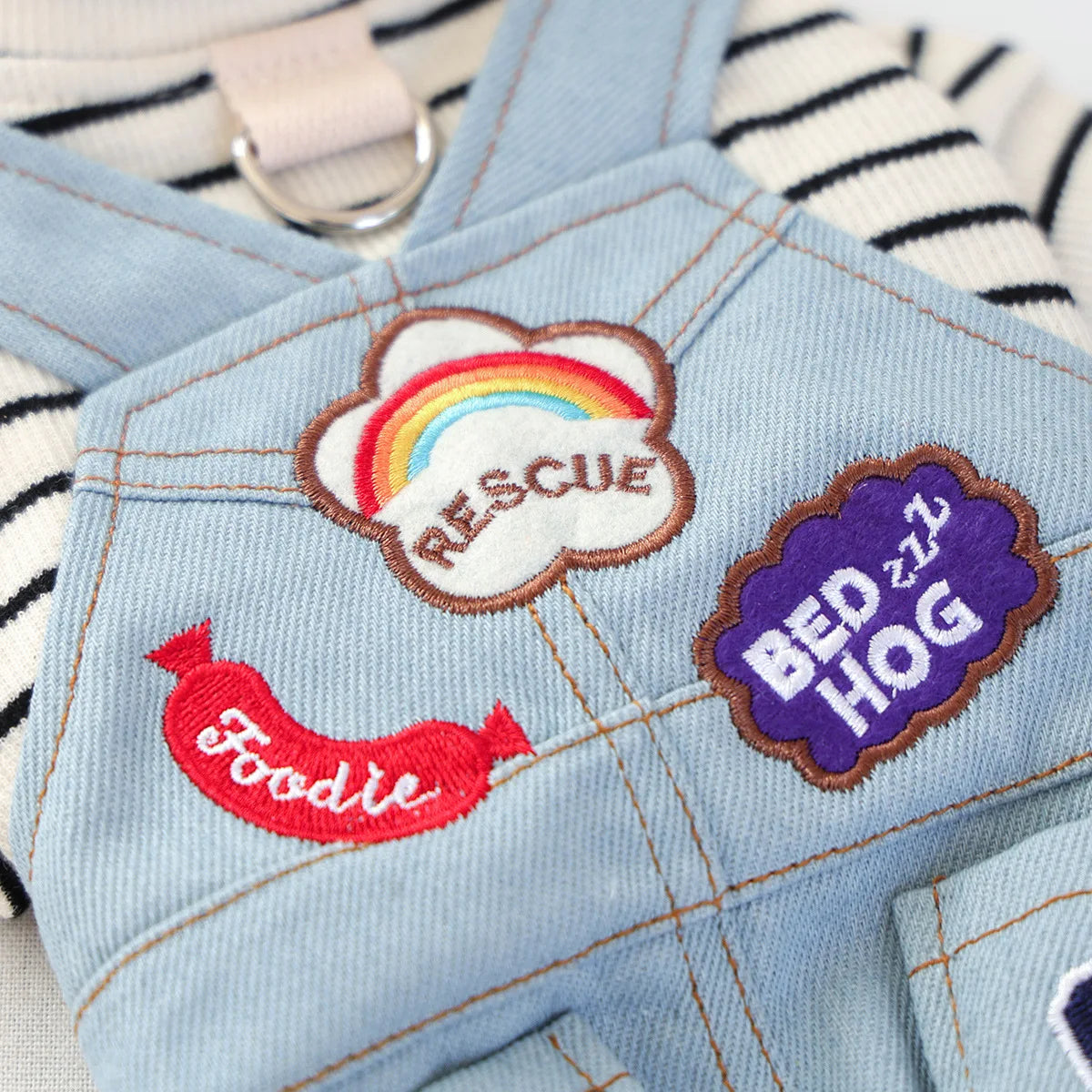 Small Dog Denim Overalls | Fun Patches Puppy Jumpsuit