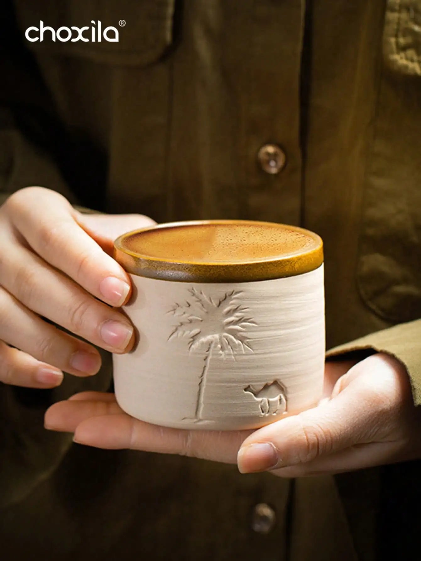 Desert Camel & Palm Tree Ceramic Coffee Mug | Unique Home Decor