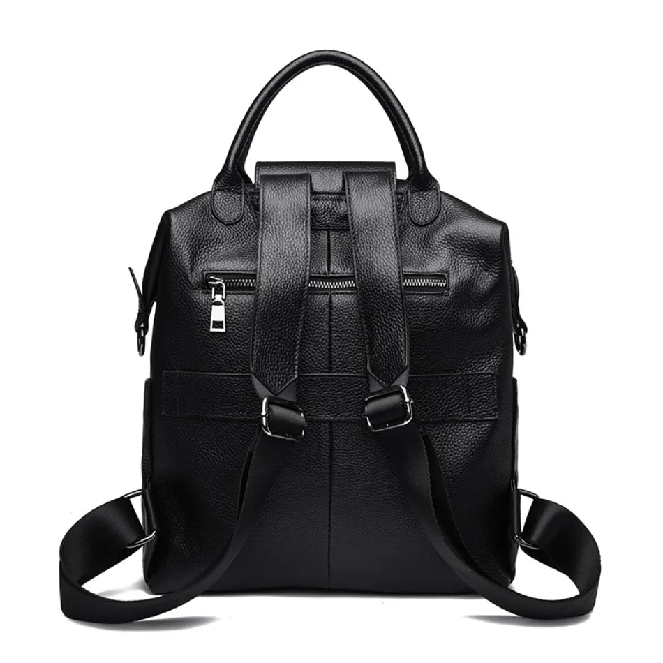 Genuine Cowhide Leather Women's Backpack | Stylish Large Capacity Bag