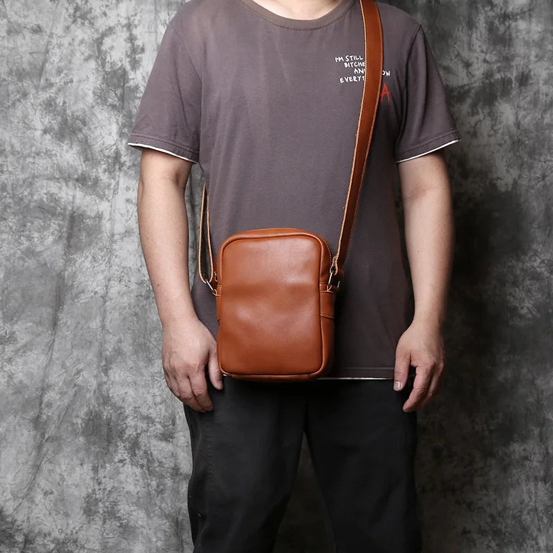 Bandolera de cuero genuino para hombre | Elegante y duradera