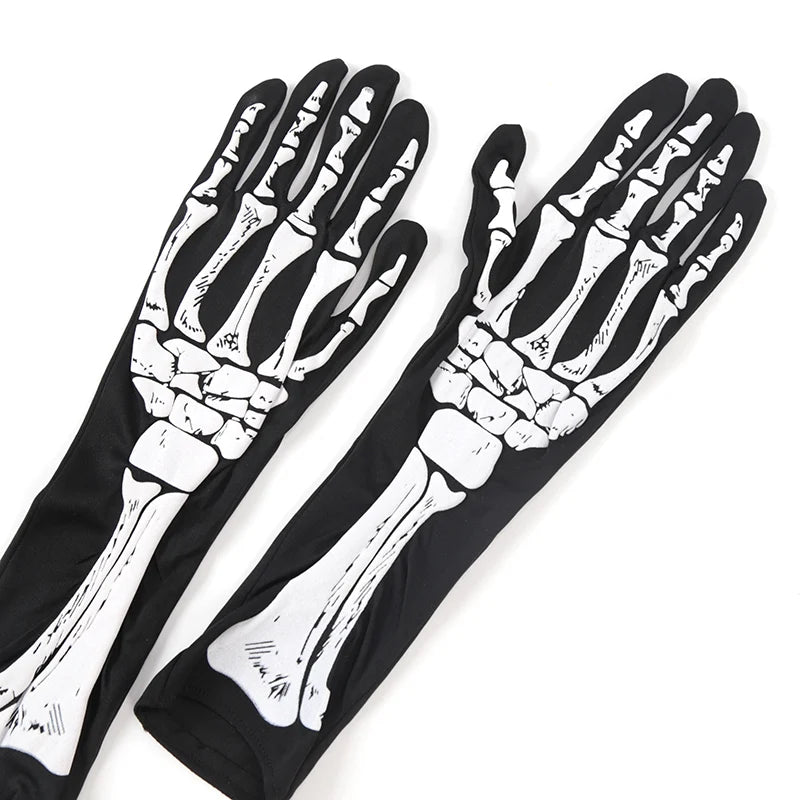 Black Punk Fingerless Gloves | Gothic Skeleton Style Accessories
