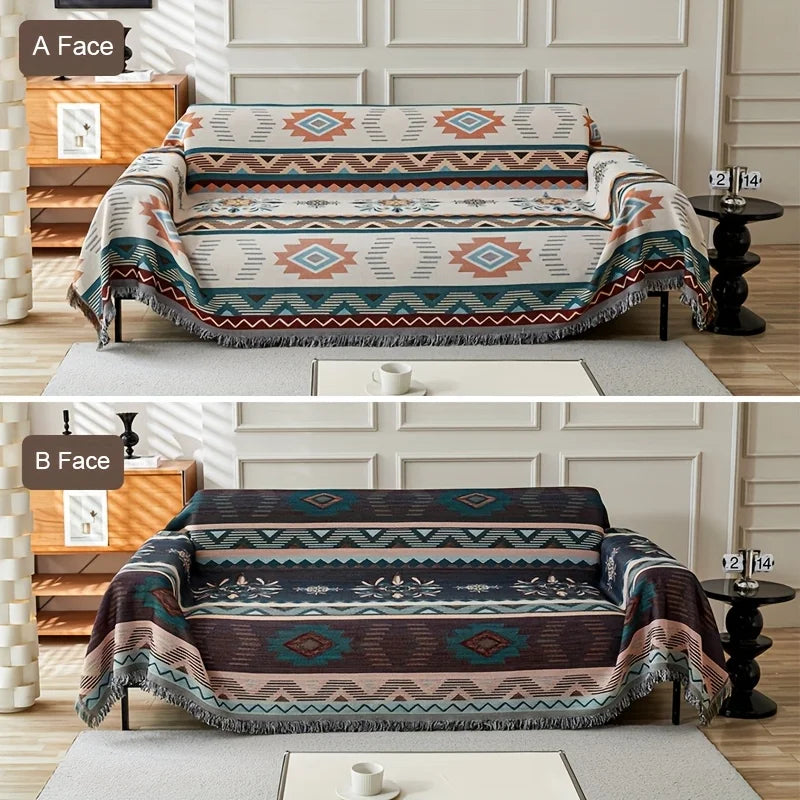 Bohemian Cotton Linen Sofa Cover | Stylish Outdoor Blanket