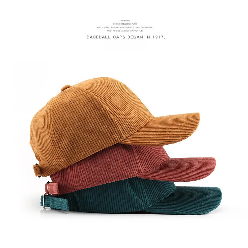 Corduroy Baseball Cap | Adjustable Unisex Sport Sunhat for All Seasons