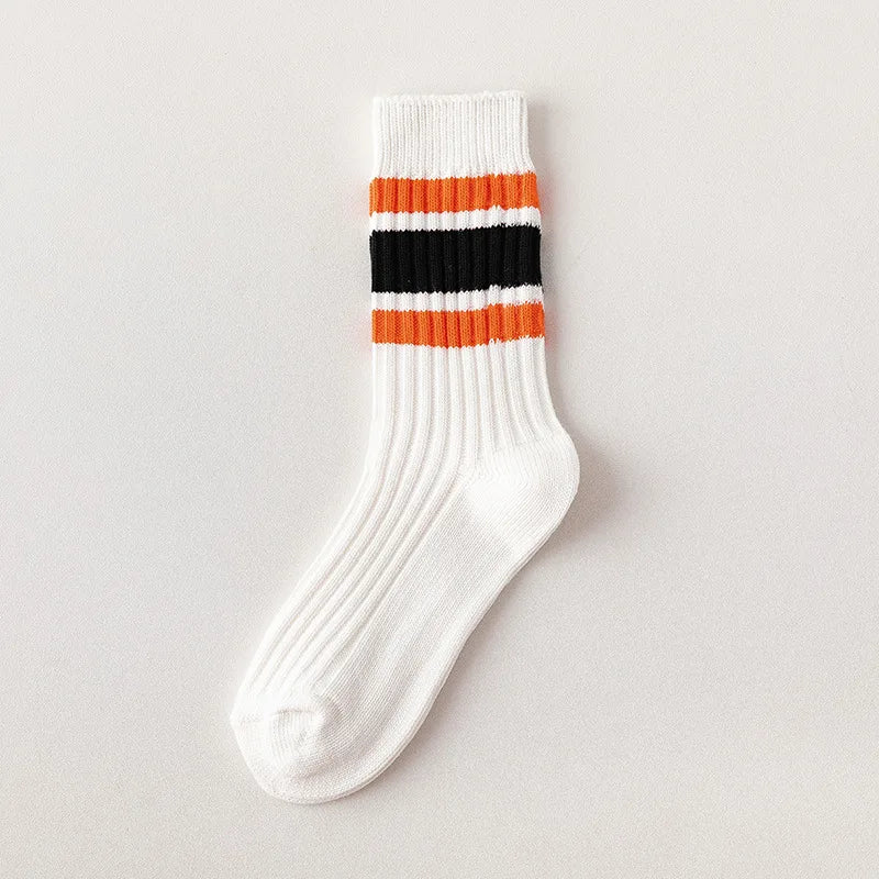 Men's Japanese Style Striped Crew Socks | Cozy Cotton Comfort