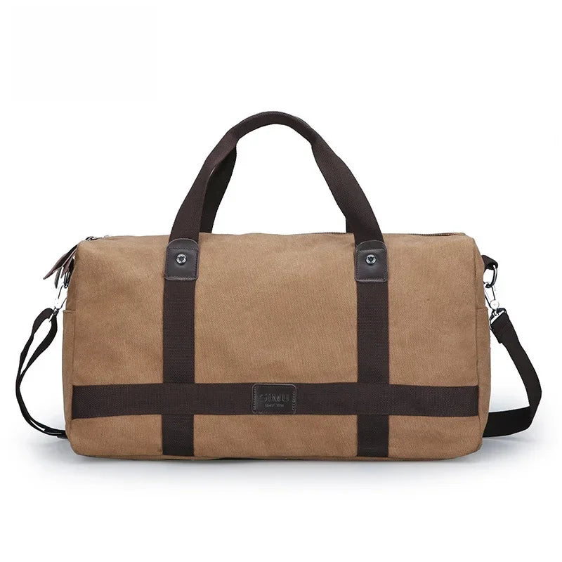 Large Capacity Casual Men's Canvas Travel Handbag | Lightweight Shoulder Bag