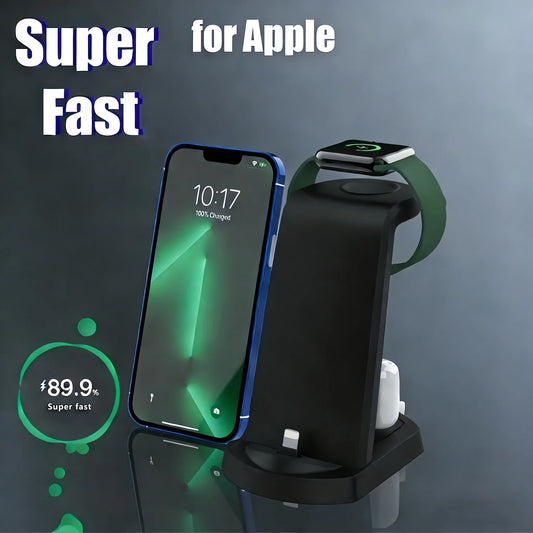 18W 3-in-1 Wireless Charging Station for iPhone, Watch & AirPods