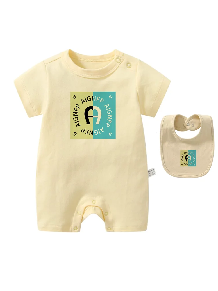 Colorful Newborn Baby Boys Rompers & Bib Scarf Set | Summer Style