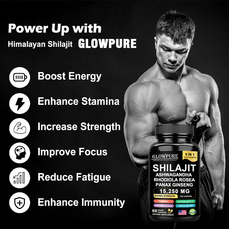 8-in-1 Shilajit Supplement with Ginseng & Ashwagandha