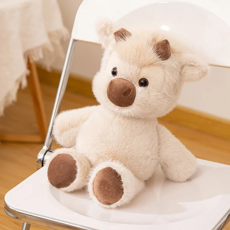 Adorable Highland Cattle Plush Toy | Huggable Running Cow Stuffed Animal