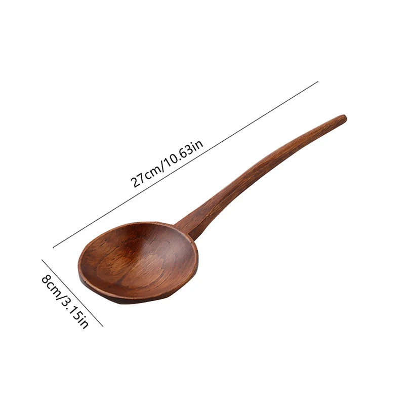 Long Handle Wooden Ramen Spoon | Ideal for Soups & Stews