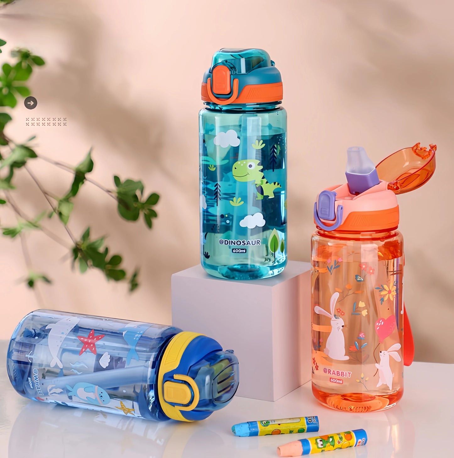 Kids Dinosaur Water Bottle | Leakproof Sippy Cups with Straw