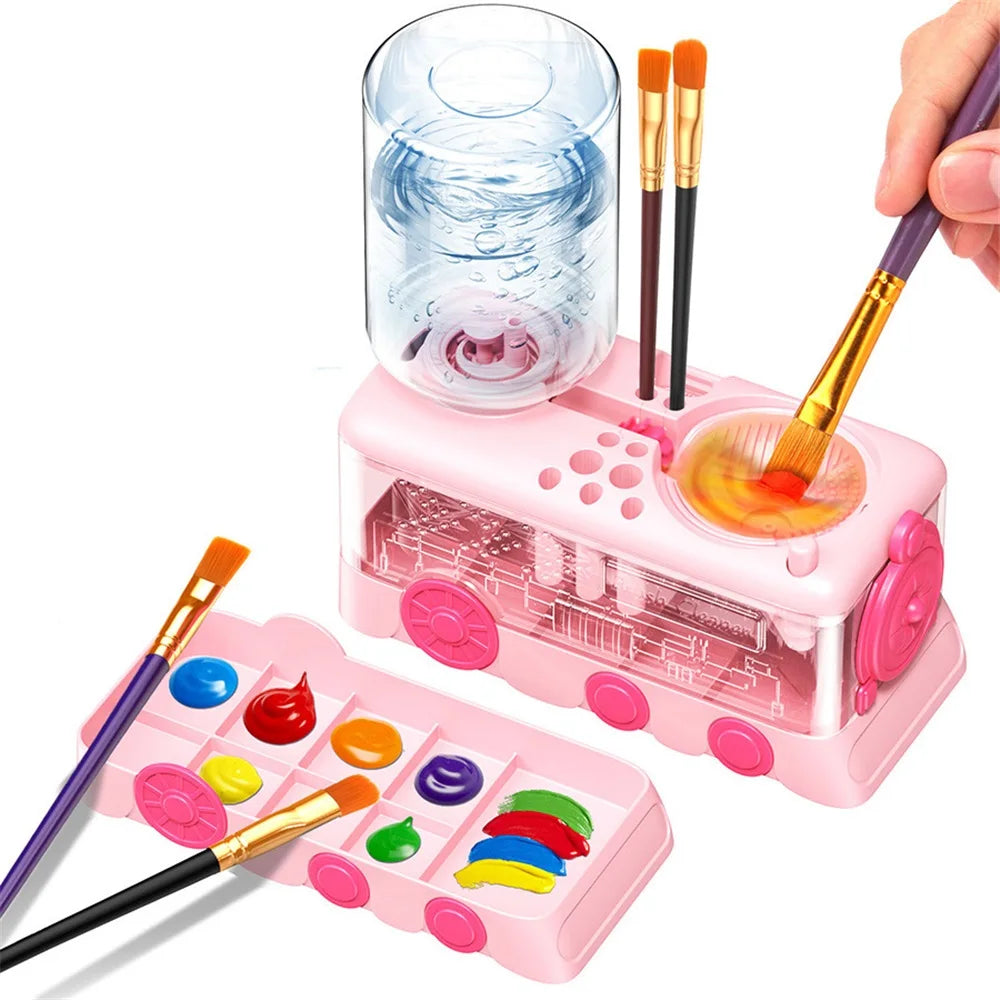 4-in-1 Paint Brush Cleaner Tool & Tray | Essential Painting Supplies