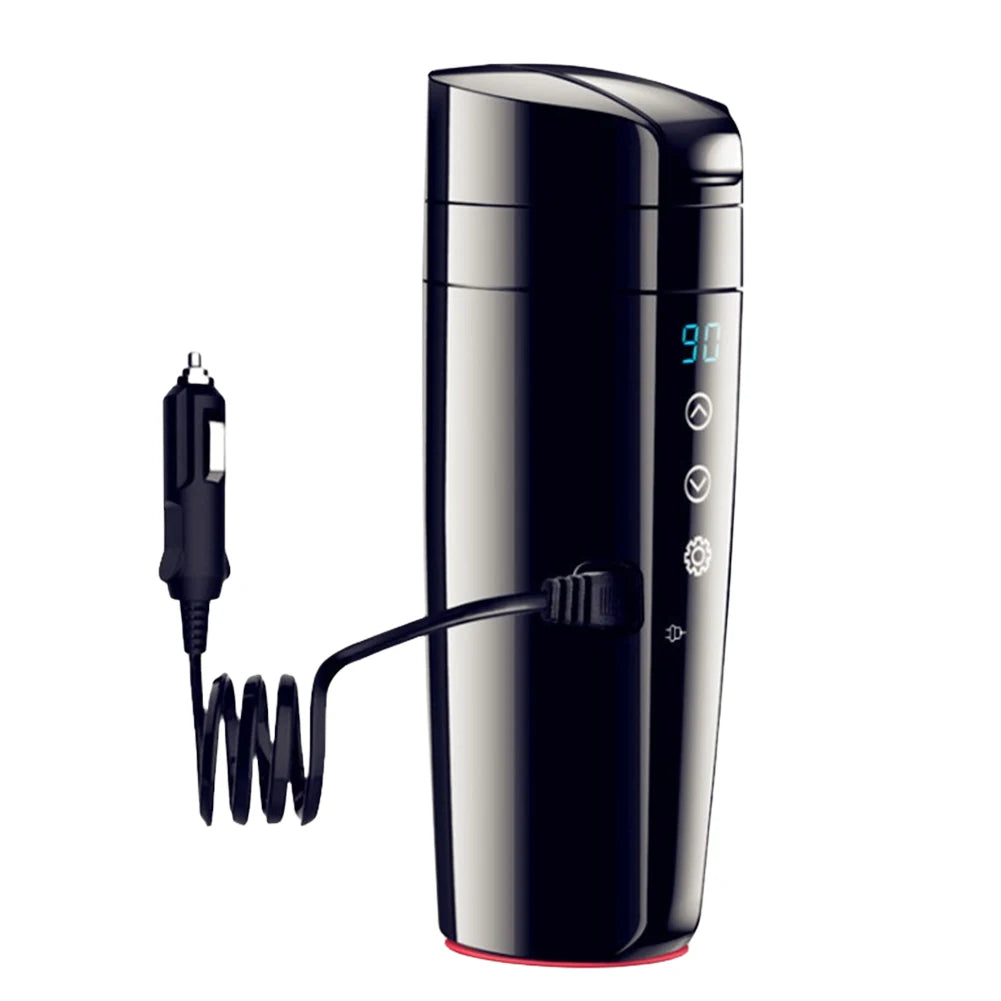 Electric Heated Car Mug with LCD Display | On-the-Go Beverage Warmer