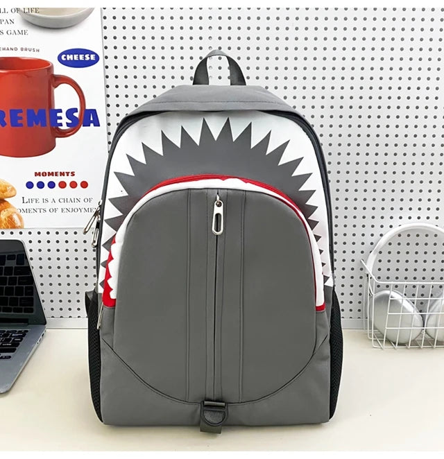 Luminous Shark Mouth Backpack | Large Capacity USB Laptop Bag