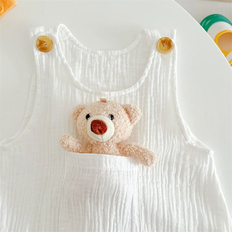 3Pcs Muslin Baby Jumpsuit Set | Stylish Summer Outfit for Kids