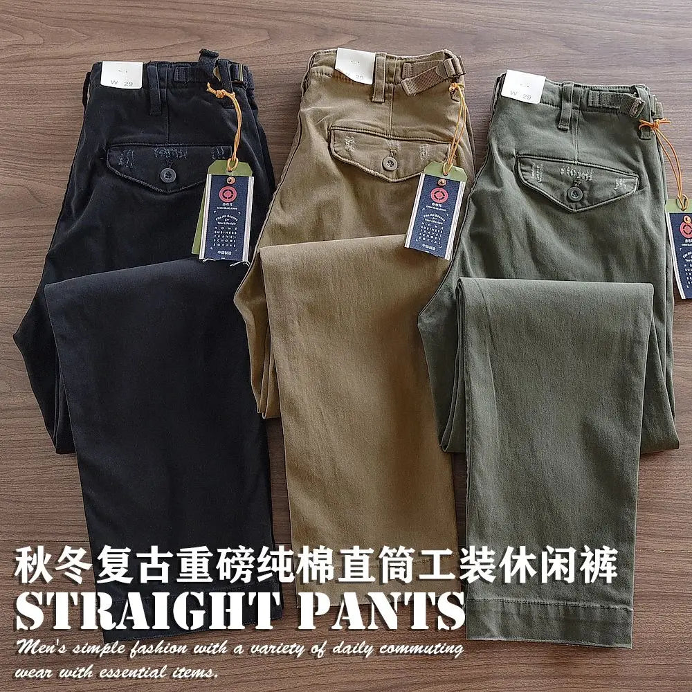 Slim-Fitting Men's Casual Cargo Pants | Pure Cotton Comfort