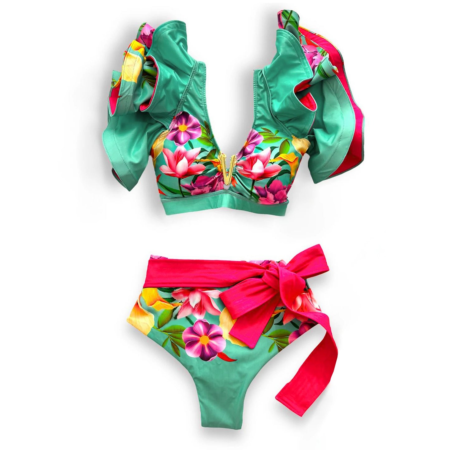 Floral Ruffle Bikini Set | Stylish & Sexy Beach Swimwear