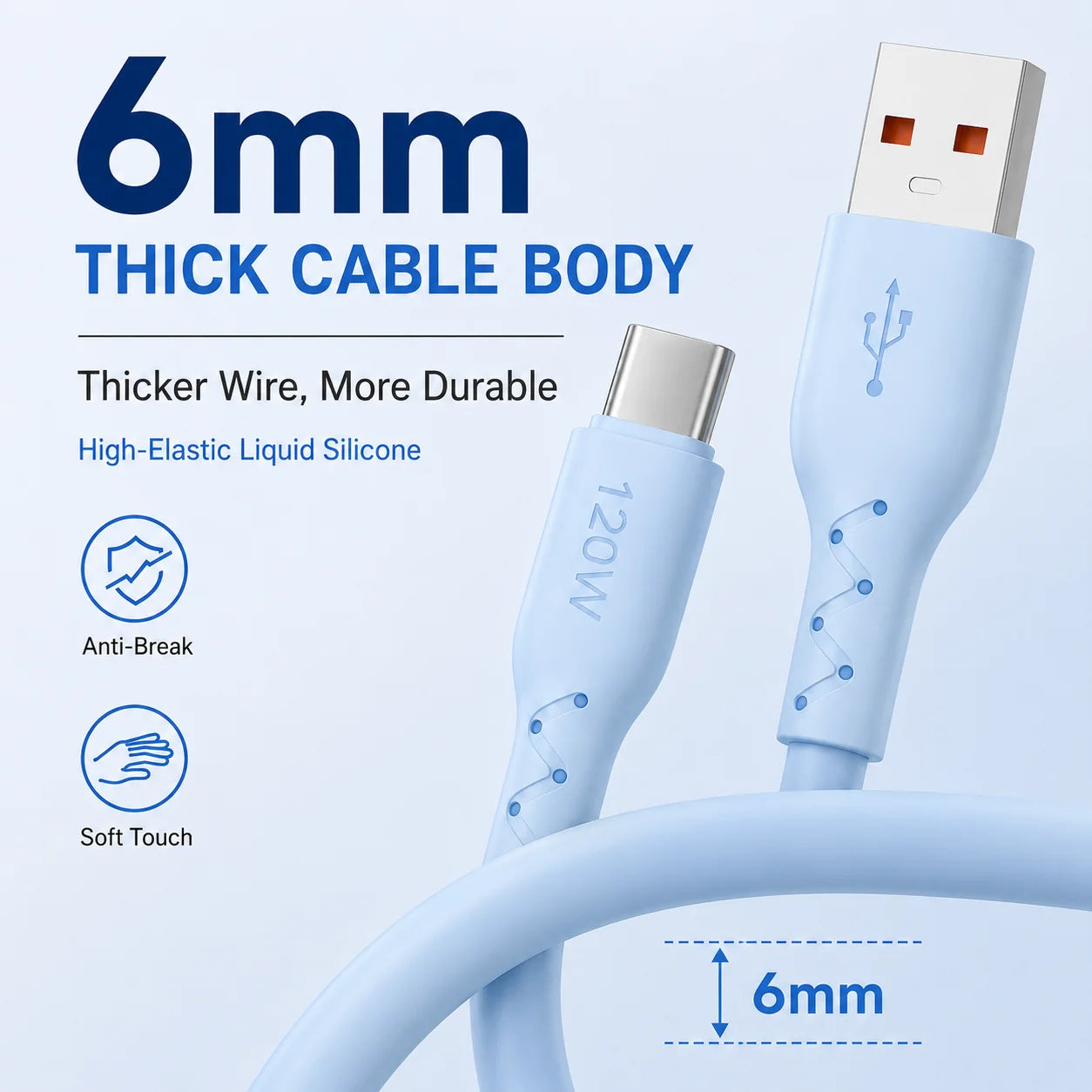 120W Super Fast Charging Cable | Durable USB A to USB C Cable