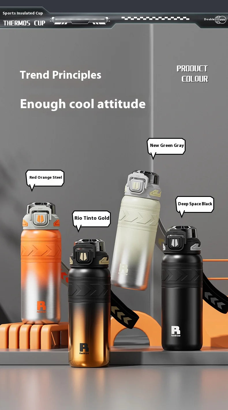 Large-Capacity Sports Straw Water Bottle | Portable Stainless Steel Cup