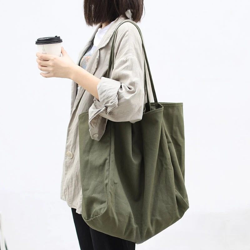 Large Capacity Canvas Tote Bag | Stylish Commuter Shopping Bag