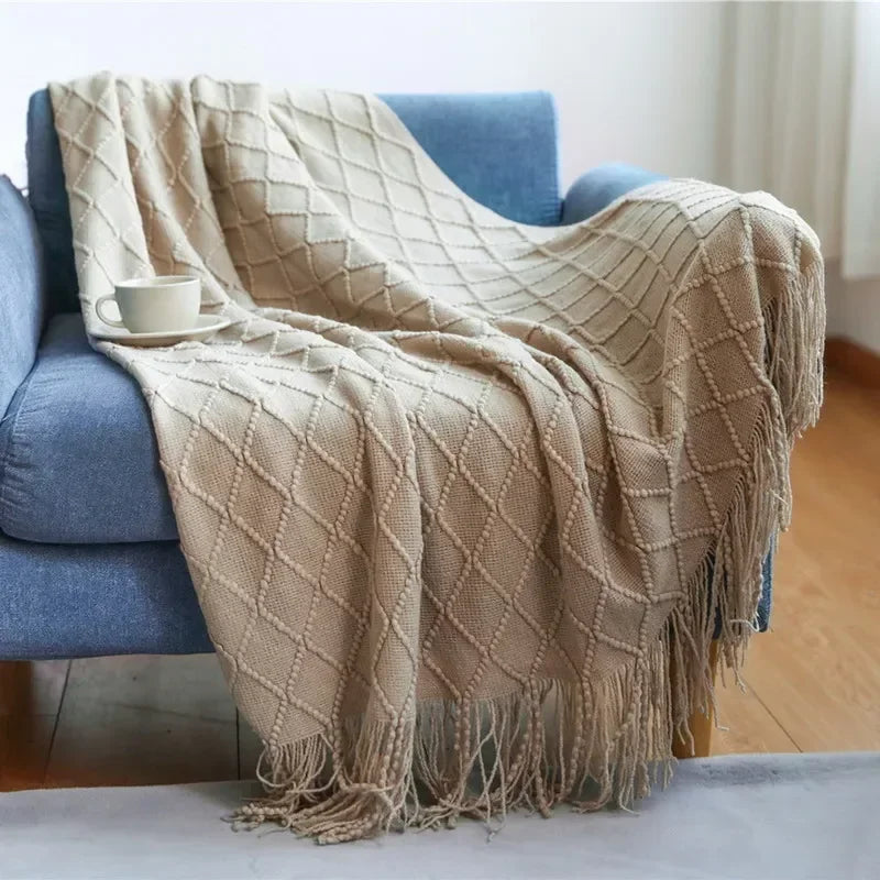 Soft Knitted Shawl Blanket | Cozy Travel & Home Essential