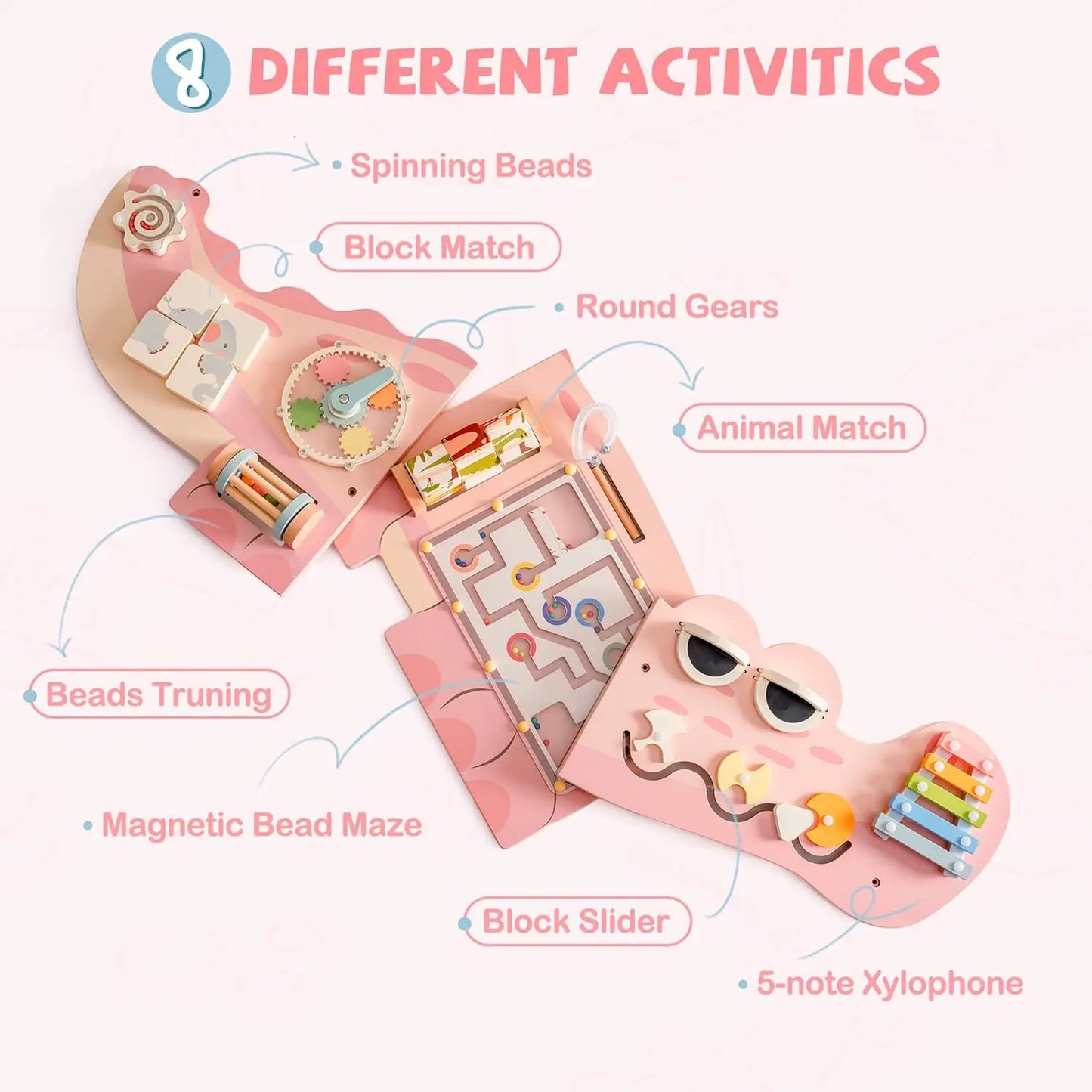 Wooden Montessori Busy Board | Engaging Wall-Mounted Toy for Kids
