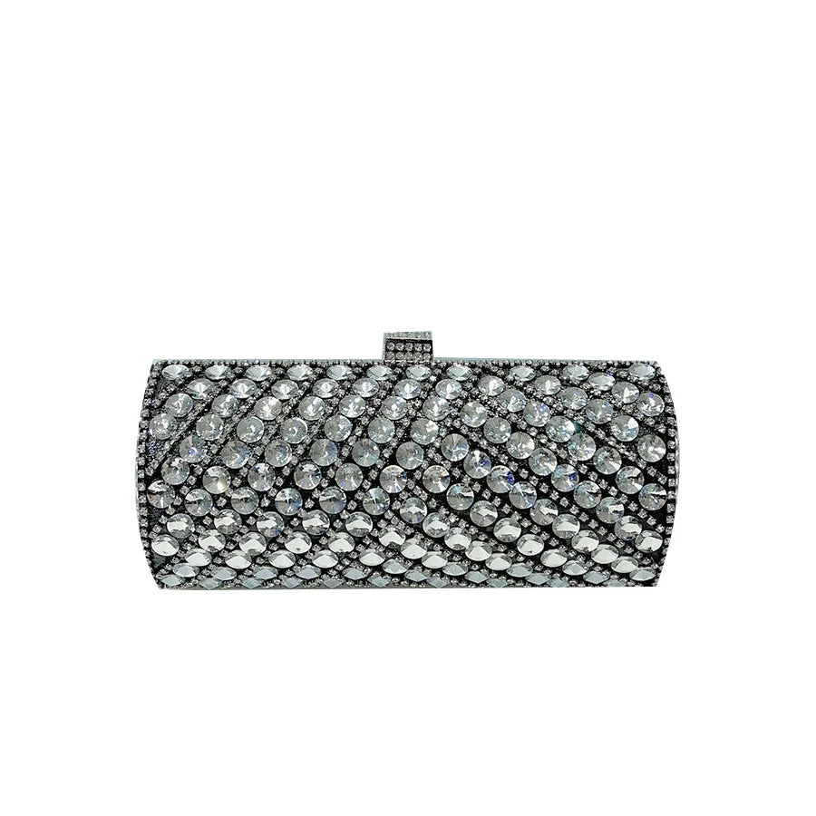 Cylindrical Crystal Evening Clutch Bag | Elegant Women's Purse