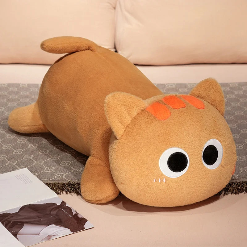 Big Long Lying Black Cat Plushie | Cozy Cushion Pillow